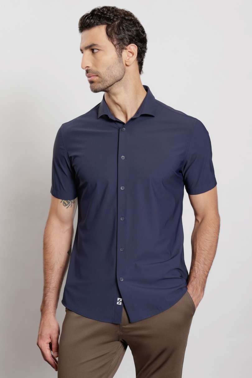 Camisa Manga Curta Rib Flex Marinho