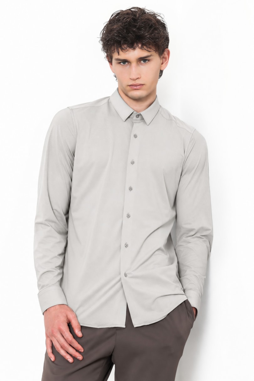 Camisa Manga Longa Easy Iron Cinza Claro