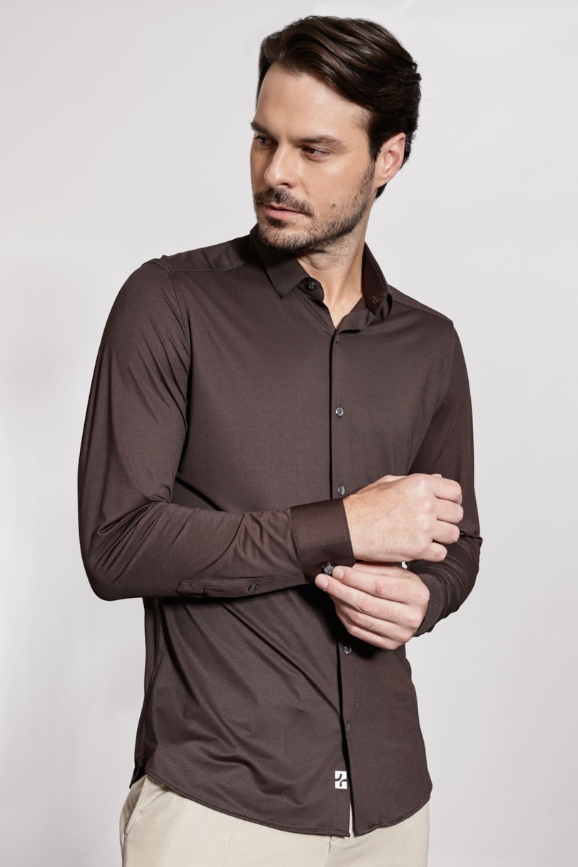 Camisa Manga Longa Oxford Breeze Chocolate