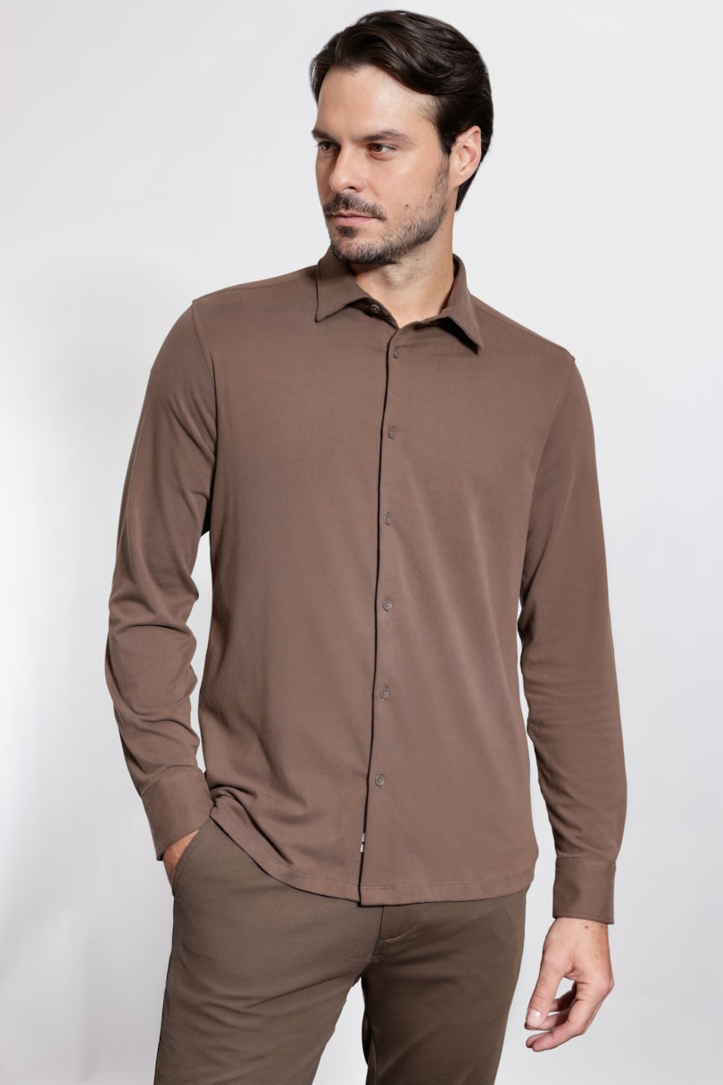 Camisa Manga Longa Urban Velvet Ocre