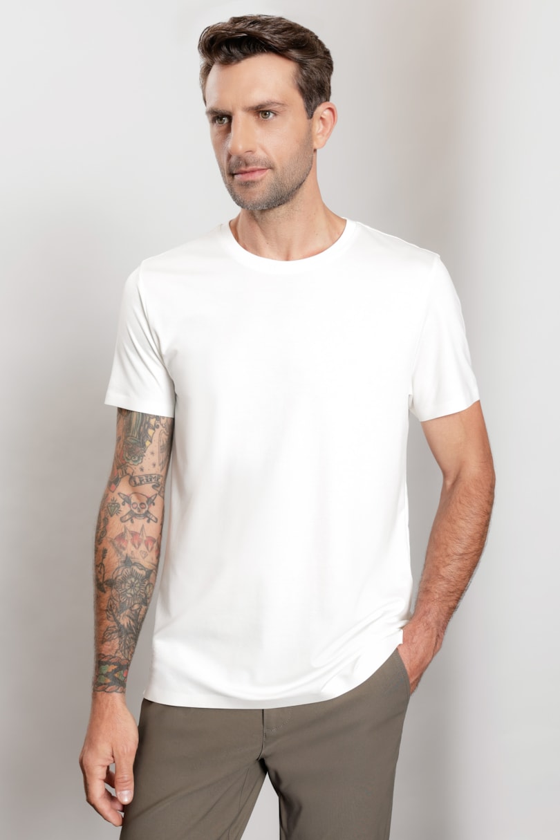 Camiseta Manga Curta Fusionada Off White