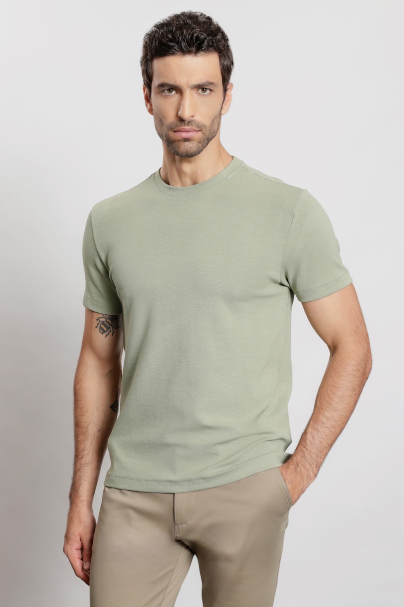 Camiseta Manga Curta Visco Flex Verde Sálvia