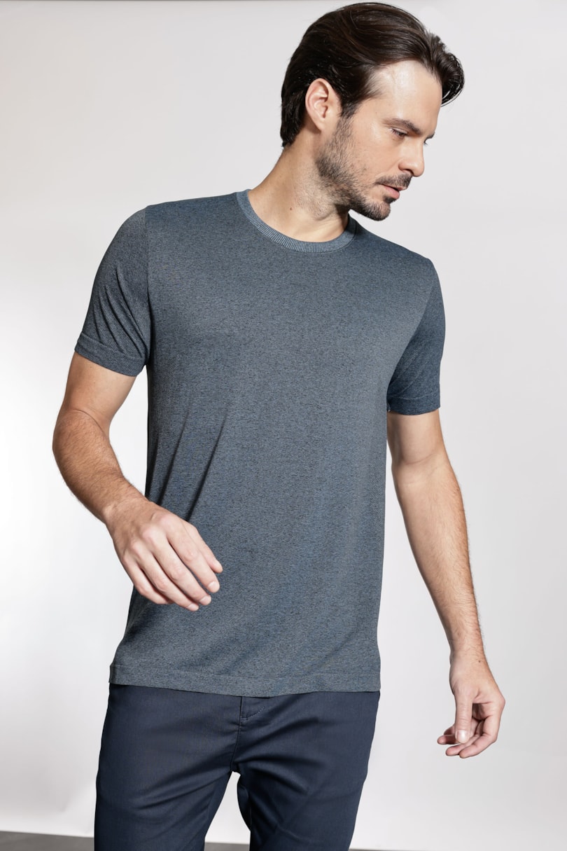 Camiseta Seamless Jacquard Azul Médio