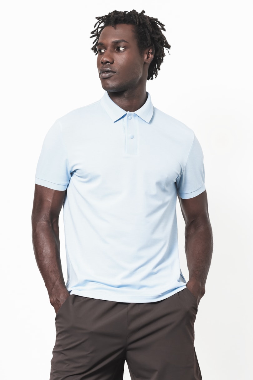 Polo Manga Curta Piquet Silk Tech Azul Claro