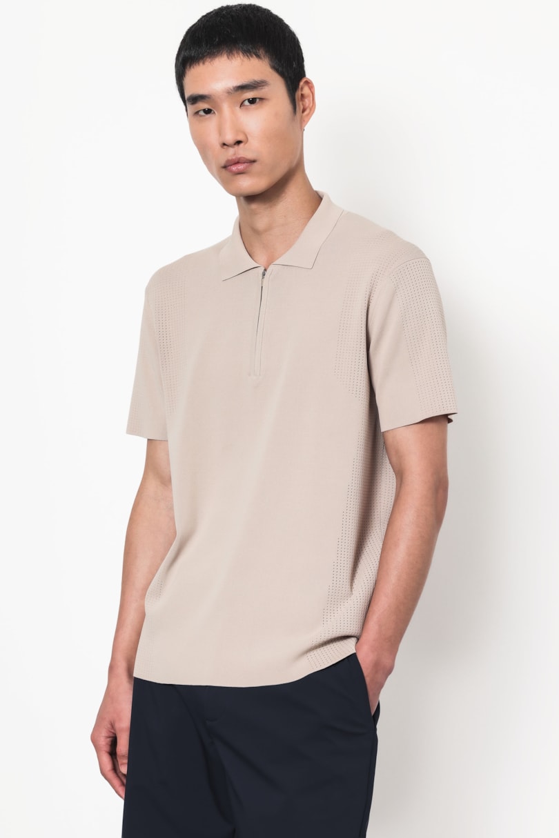 Polo Tricot Air Flow Knit Amêndoa