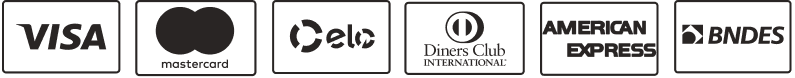 Visa, Mastercard, Elo, Diners Club, American Express e BNDES